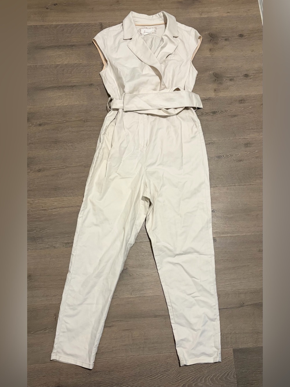 Anthropologie Sleeveless Belted Jumpsuit - Cream